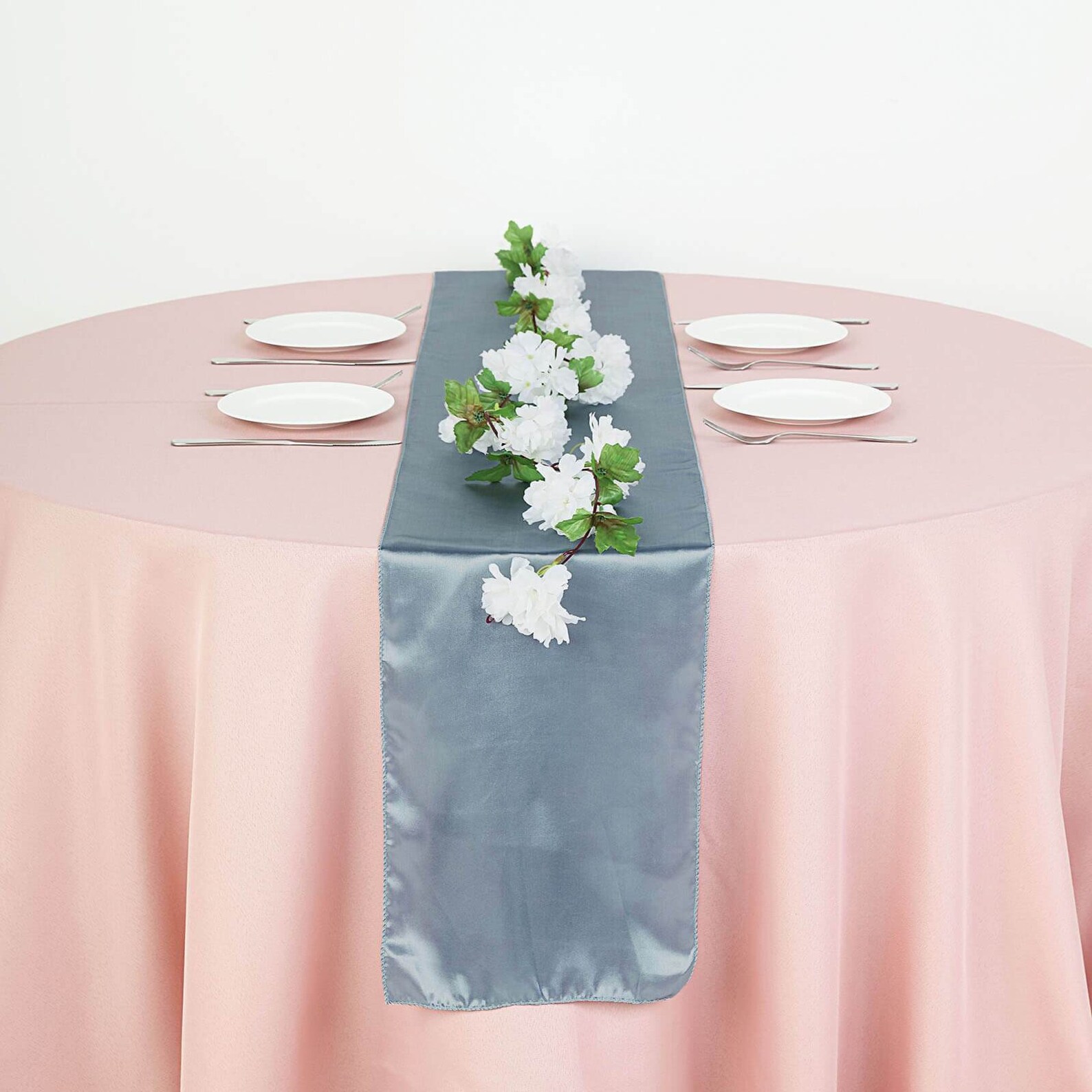 Dusty Blue Satin Table Runner Dusty Blue Wedding Table Runner Etsy