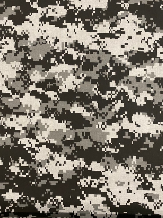 Black camouflage fabric by the yard, black camo, black digital camo, black  and gray camo, snow camo, black and gray digital camo, #21167