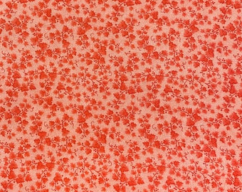 Coral fabric by the yard, coral floral fabric, coral flower fabric, coral cotton, coral fabric basics, #20497