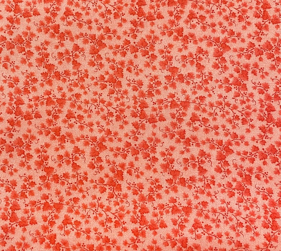 Coral fabric by the yard, coral floral fabric, coral flower fabric, coral cotton, coral fabric basics, #20497