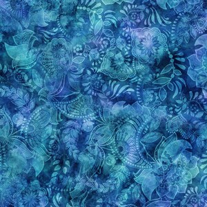 Blue fabric by the yard Fairy Tale fabric line digitally printed cotton, blue fabric basics, blue cotton, blue floral fabric, #25058