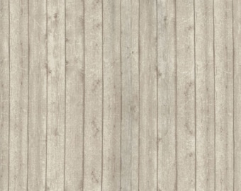 Taupe whitewash rustic wood look cotton fabric by the yard, #20459