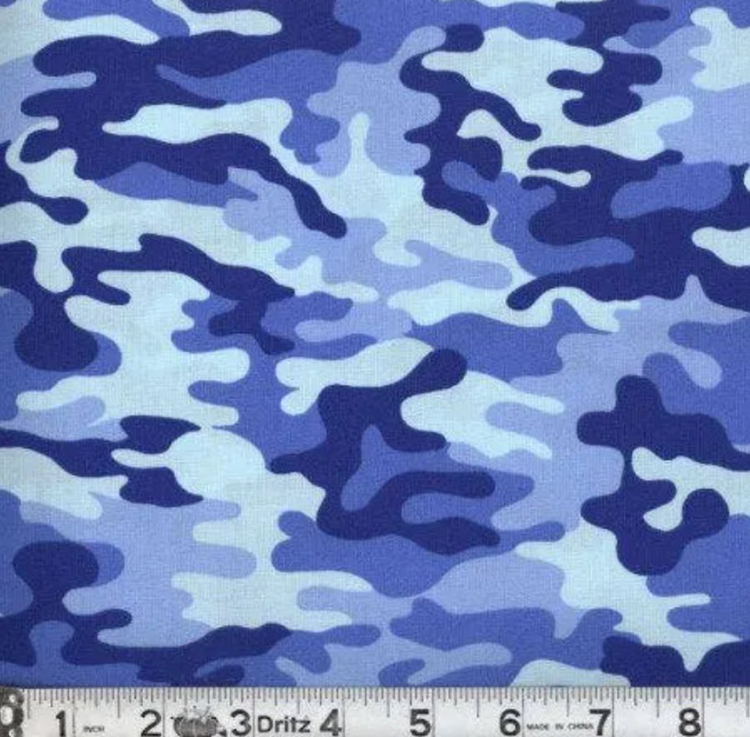Blue Camo Fabric by the Yard, Blue Camouflage Fabric by the Yard, Blue  Cotton Camo, 16001 