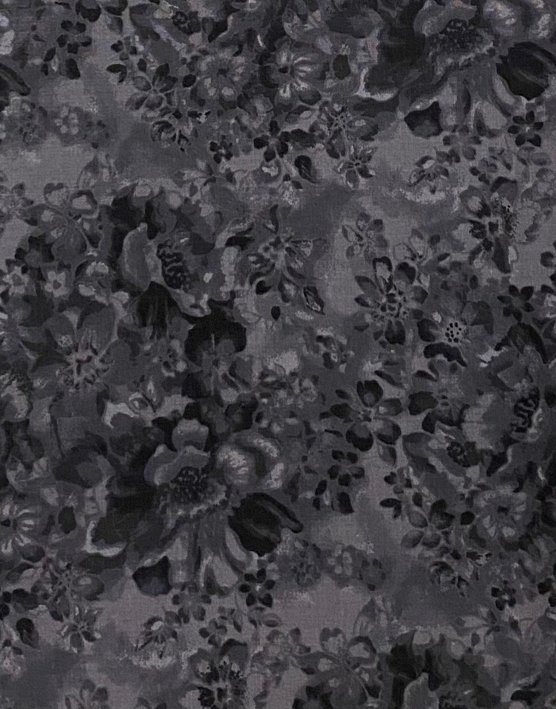 Black Fabric by the Yard, Dark Gray Fabric, Black and Gray Fabric, Black Floral Fabric, Black
