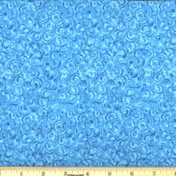 Turquoise blue fabric, turquoise fabric by the yard, turquoise cotton fabric, turquoise swirl fabric, blue cotton, fabric basics, #20502