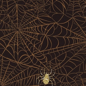 Halloween fabric by the yard by Hoffman Fabrics, spiderweb fabric, spider fabric, Happy Haunting fabric, black fabric, #23677