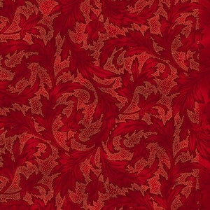 Scarlet fabric by the yard by Hoffman Fabrics Holiday Wishes, Christmas fabric, red fabric, red and gold fabric, #23698