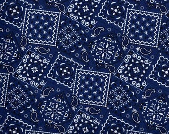 Navy bandana look fabric by the yard, navy bandana print fabric, navy fabric, navy cotton, blue fabric, blue cotton, #24037