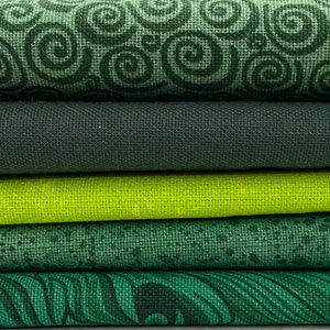Green fabric scrap bundle one pound, green fabric by the pound, end of bolt fabric, fabric remnants
