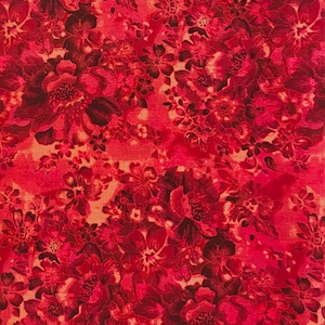 Red fabric by the yard, red floral fabric, red flower fabric, red fabric basics, red blender fabric, red cotton fabric, #22292
