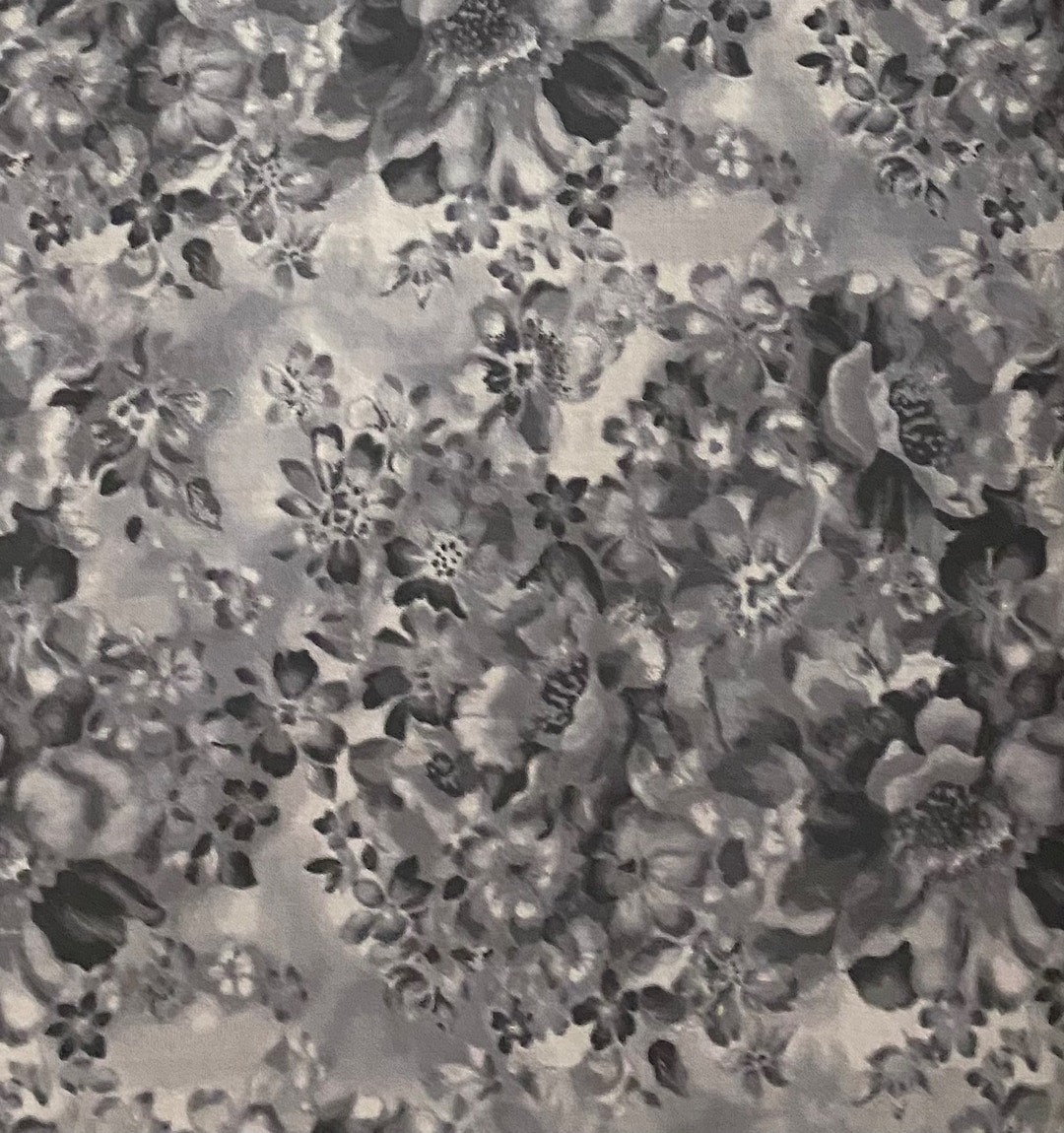 Gray Fabric by the Yard Gray Fabric Gray Floral Fabric Gray Etsy