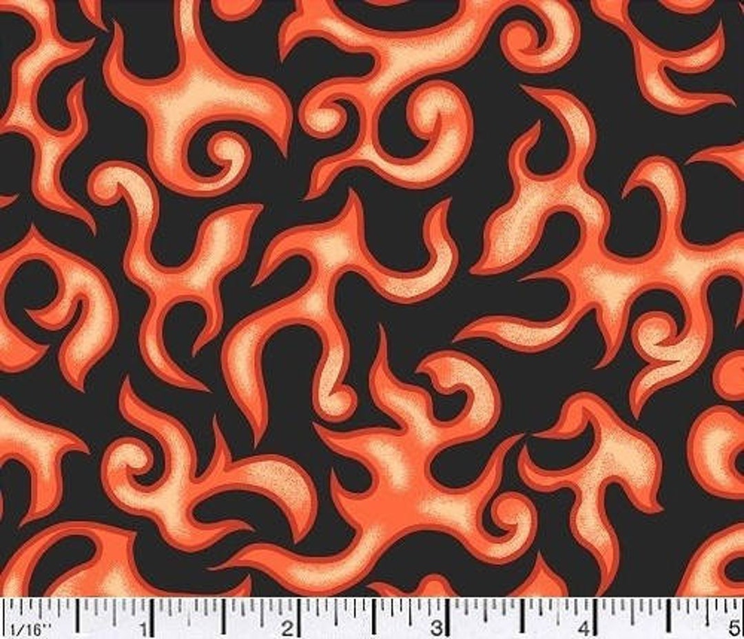 Orange Flames Fabric Orange Motorcycle Fabric Orange Biker Etsy