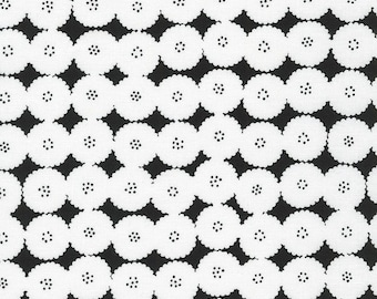 White on black fabric by the yard from Robert Kaufman Jardin Noir, modern fabric, black and white fabric, #24109