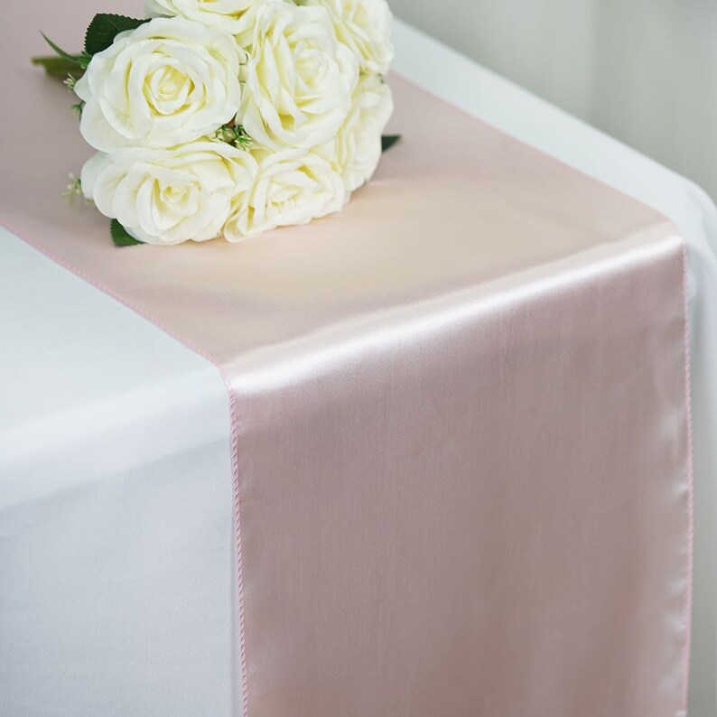 Blush Satin Table Runner Wedding Table Runner 12X108 Wedding Etsy