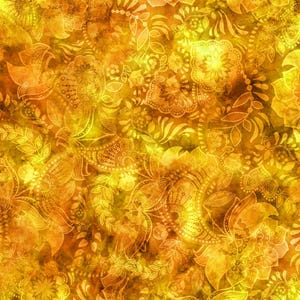 Yellow fabric by the yard Fairy Tale fabric line digitally printed cotton, yellow cotton, yellow orange and gold fabric, #25064
