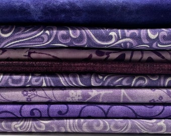 Purple fabric scrap bundle one pound, purple fabric by the pound, end of bolt fabric, fabric remnants, purple fabric bundle, purple cotton