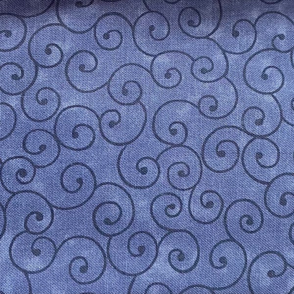 Blue fabric by the yard, blue cotton fabric, blue swirl fabric, blue blender fabric, blue fabric basics, #15348