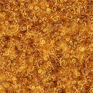 Brown fabric by the yard digitally printed cotton, brown fabric basics, brown cotton, brown and gold fabric, #25152