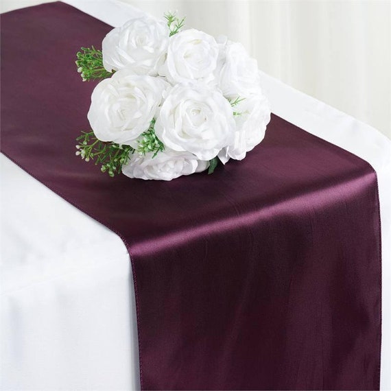 Aubergine Purple Satin Table Runner