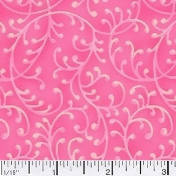 Pink Fabric by the Yard Hot Pink Fabric Pink Scroll Fabric Etsy