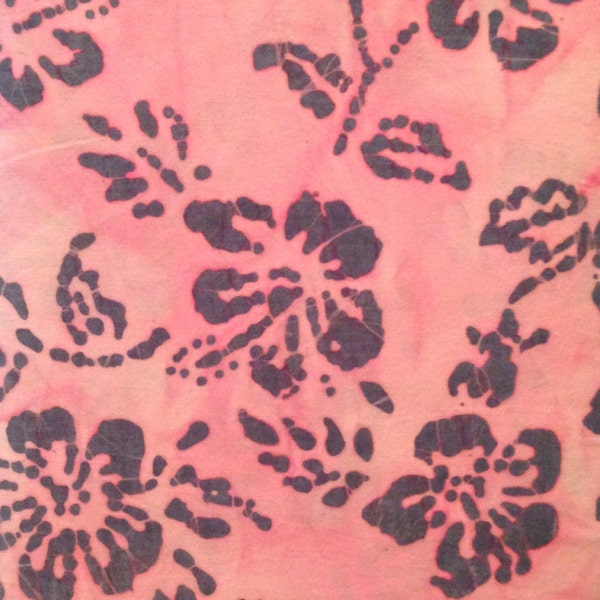 Pink batik fabric by the yard - Hawaiian fabric - pink and blue batik fabric - pink fabric by the yard #1514