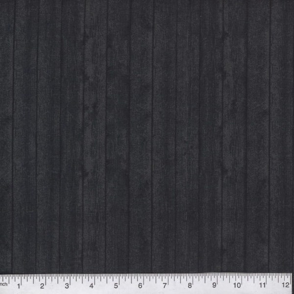 Black fabric by the yard, black rustic fabric, black wood fabric, farmhouse fabric, dark gray fabric, #20466