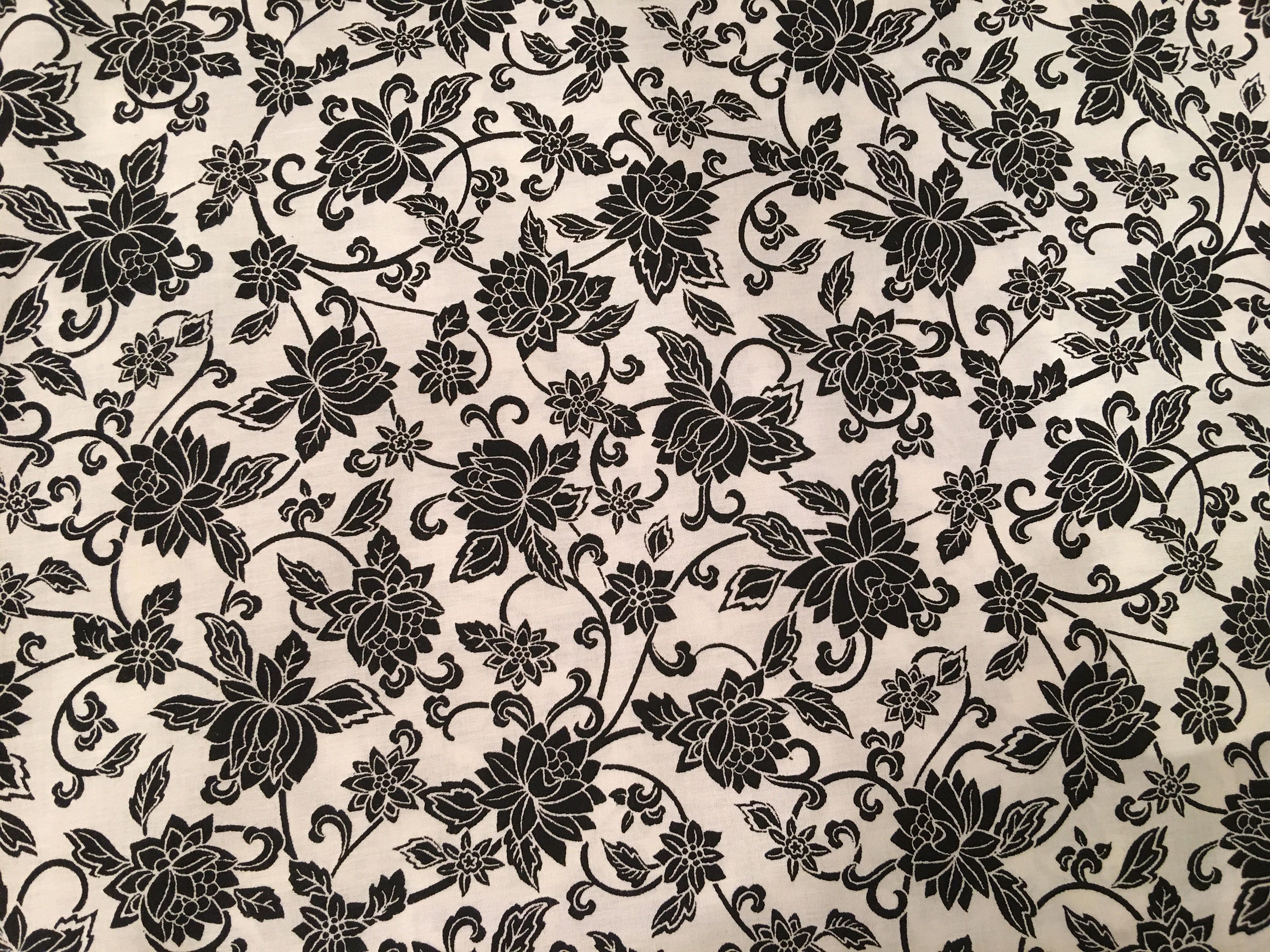 Black and white fabric by the yard black and white floral Etsy