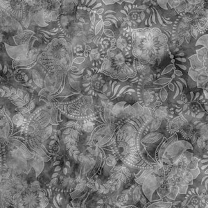 Gray fabric by the yard Fairy Tale fabric line digitally printed cotton, gray fabric basics, gray cotton, gray floral fabric, #25061