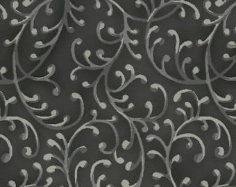 Black fabric by the yard, black swirl fabric, black and white fabric, cotton fabric, black fabric basics, black cotton, #20116