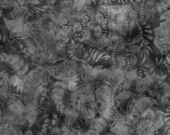 Gray floral cotton fabric by the yard Fairy Tale line, grey fabric, #24226