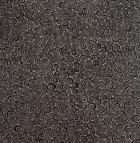 Dark gray fabric by the yard, dark gray cotton fabric, dark gray fabric,  dark grey fabric, gray swirl fabric, curly Q fabric, #20225