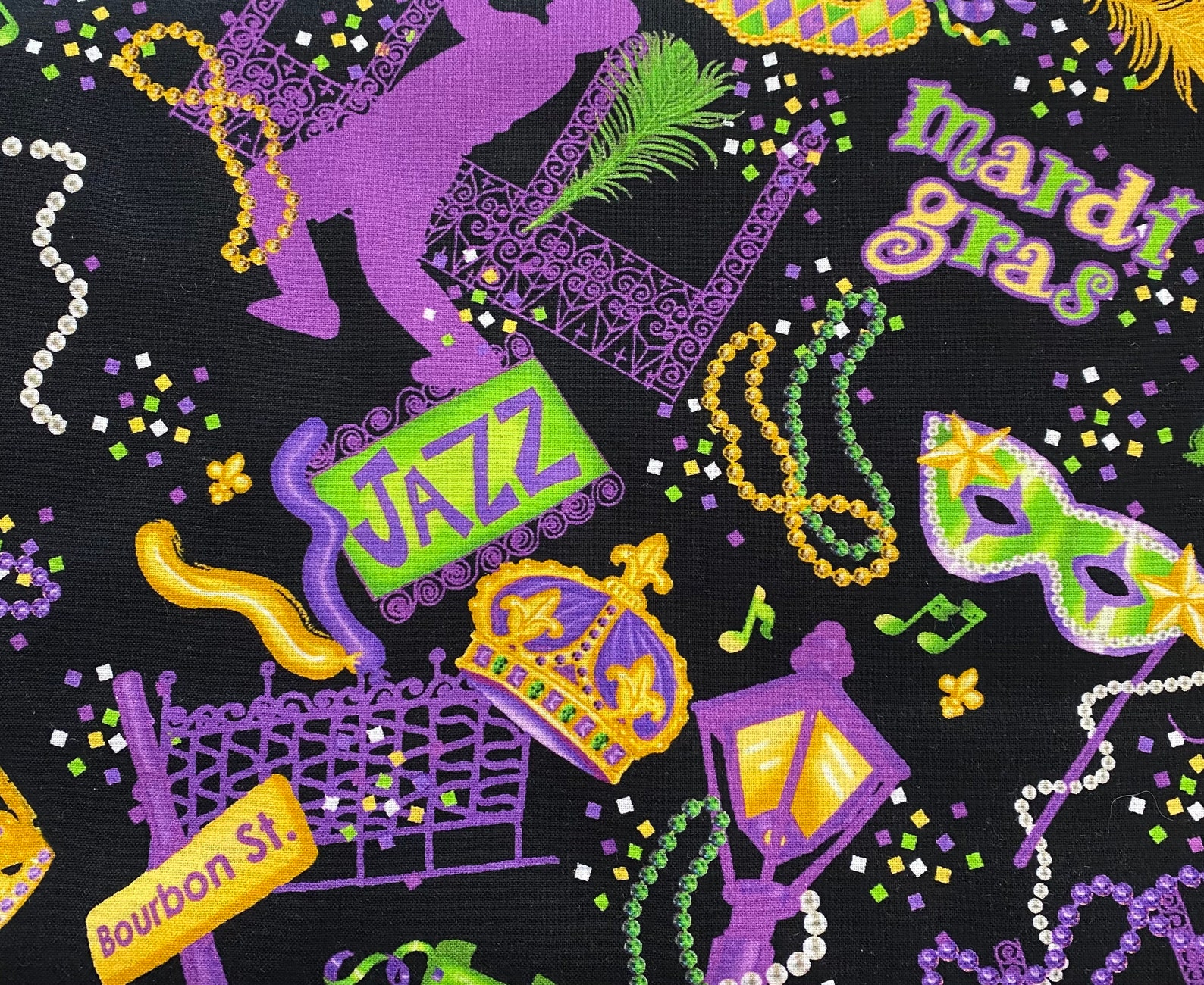 Mardi Gras Fabric by the Yard Mardi Gras Mask Fabric Mardi Etsy