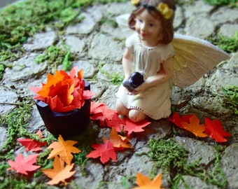 Miniature Leaves for Fall Fairy Garden, Terrarium or Dollhouse Autumn Halloween Scene, Thanksgiving Halloween Fairy Garden Miniatures