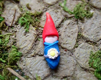 Garden Gnome for Miniature Fairy Gardens, Baby Gnome, Fairy Figurines, Scandinavian Gnome