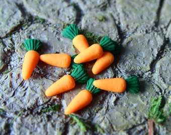 Fairy Garden Mini Clay Carrots, Easter Miniatures, Vegetables for Farm Stand, Dollhouse Terrarium Supplies Accessories