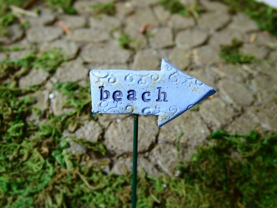 Fairy Garden Beach Sign Miniature Lake Ocean Decorations Etsy