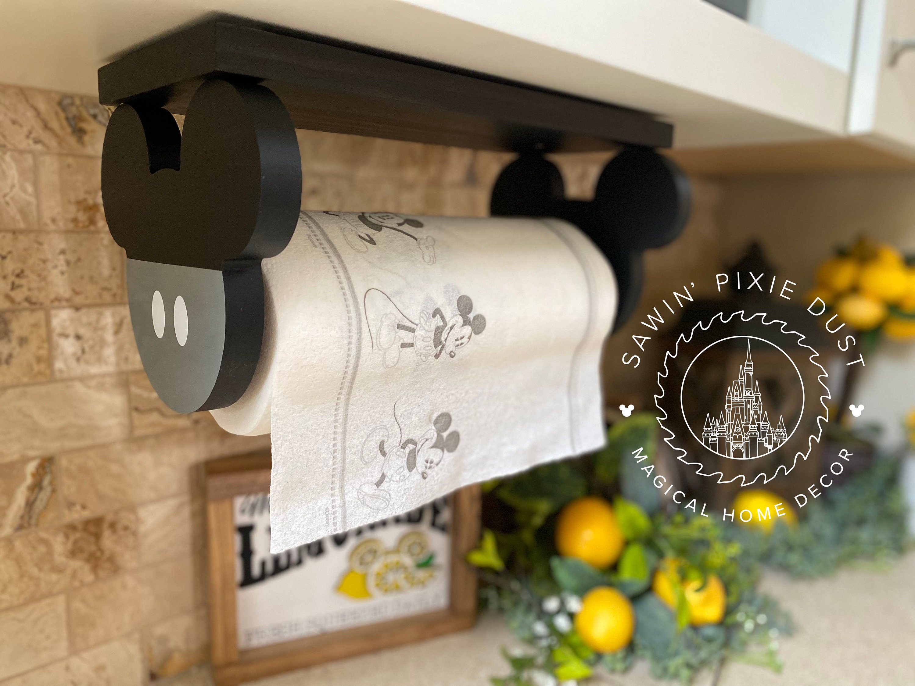 Farmhouse Wood Paper Towel Holder Under Cabinet Wall Mount Paper Towel  Holder with Storage Shelf for Kitchen, Bathroom, Cabinets Shelf Storage