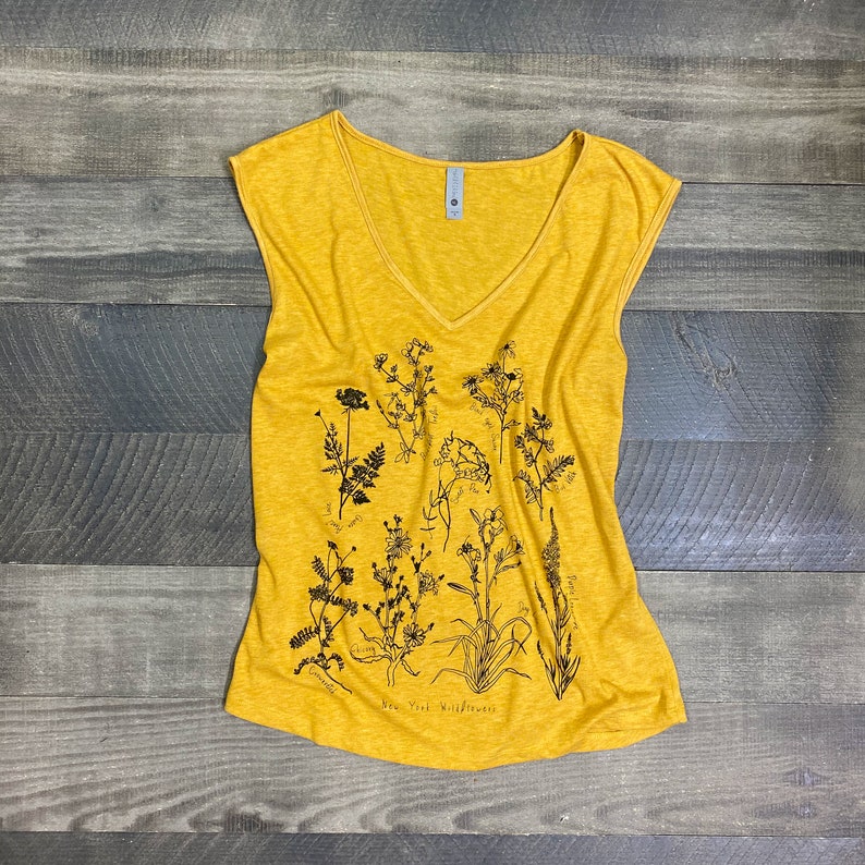 New York State wildflowers handprinted women's top Etsy