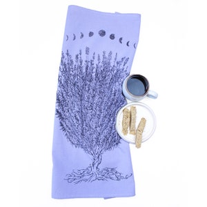 LAVENDER MOON hand printed tea towel /Handmade gift / Hand Printed Kitchen / Zero Waste Gifts / Housewarming Gift / Dishtowel art image 7