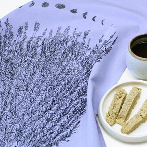 LAVENDER MOON hand printed tea towel /Handmade gift / Hand Printed Kitchen / Zero Waste Gifts / Housewarming Gift / Dishtowel art image 10