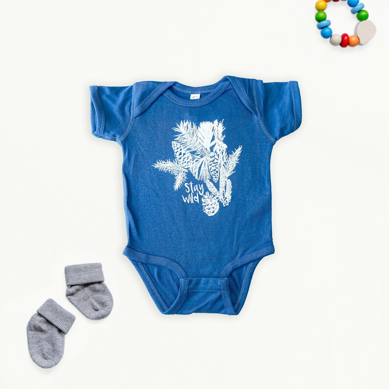 Stay Wild handprinted Infant Baby Rib One Piece Onesie