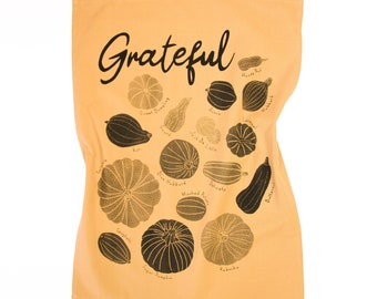 GRATEFUL hand printed artisan tea towel