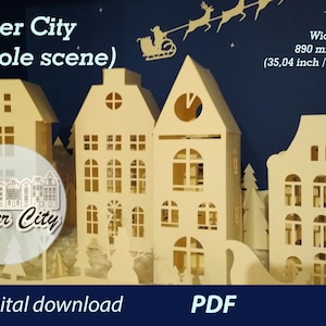 Paper sity/Willage/Scene/Set de 8 casas diferentes/Patrón para cortar a mano/PDF