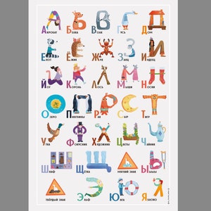 Cyrillic Russian Alphabet Poster to learn ABCs &quot;My Favorite Letter&quot; 19x27 in