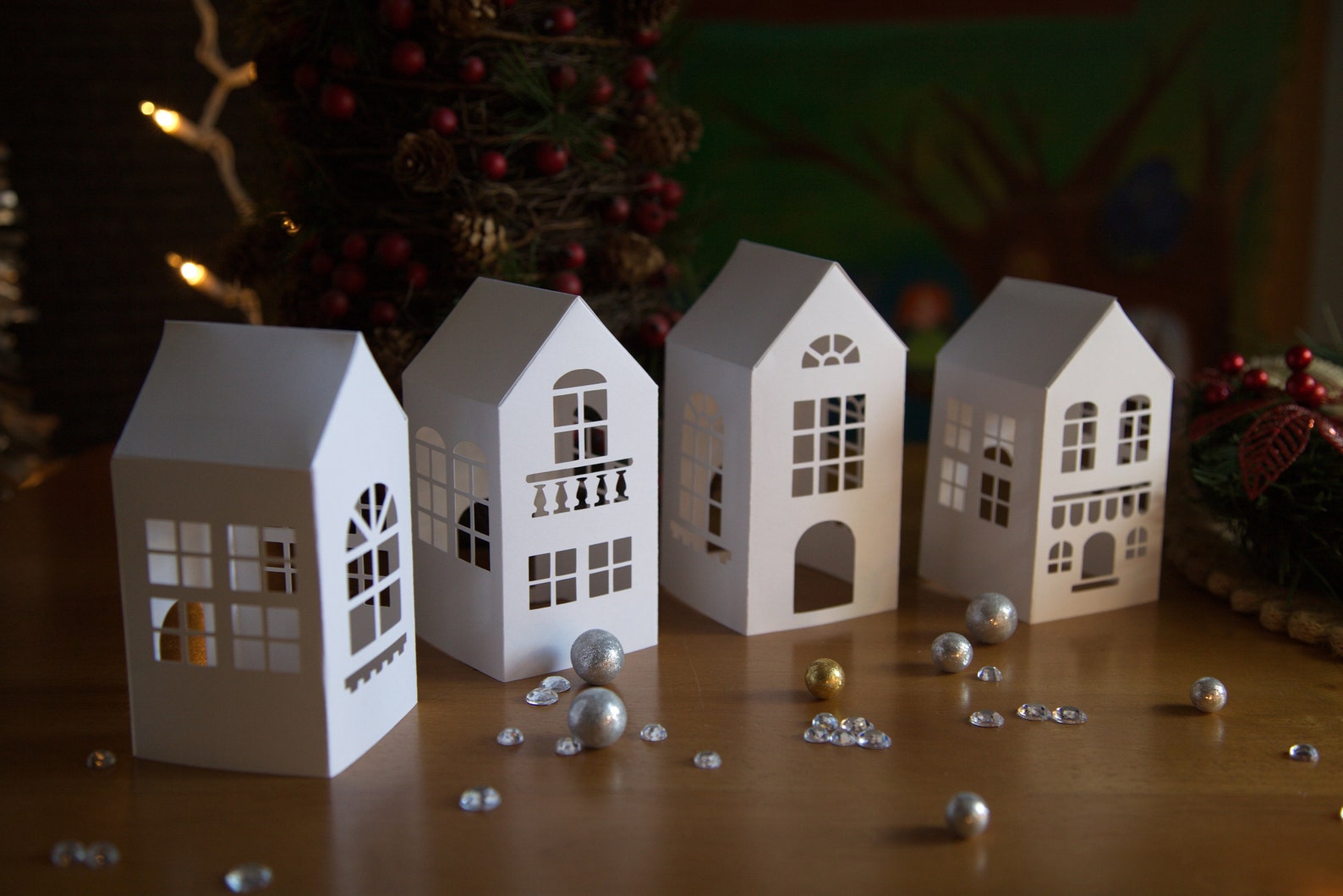 DIY 3-D Paper Cardstock House Set/christmas/easter Village - Etsy