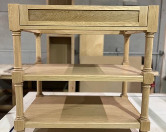 Custom built solid white oak bathroom vanity