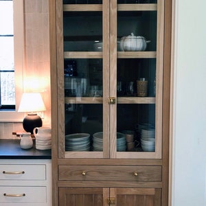 White Oak Kitchen Storage Hutch Glass Doors - Etsy
