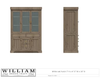 grooved front solid white oak hutch built for a custom order / glass doors solid dovetail drawers