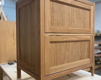 White oak side table hand built solid wood