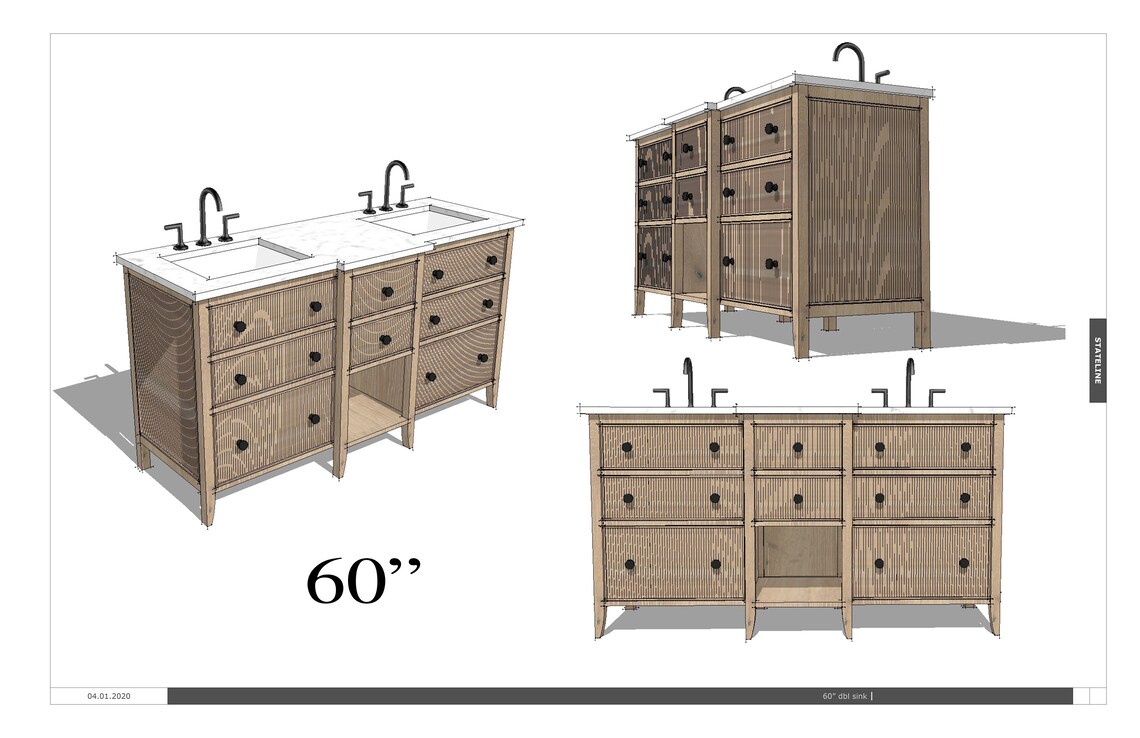 Reeded White Oak Vanity Etsy